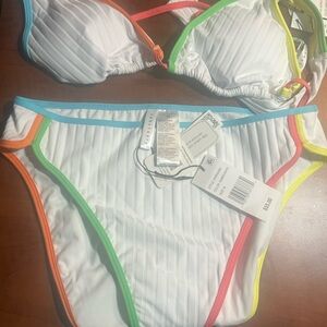 Sanctuary White Bikini with Multicolor Trim
